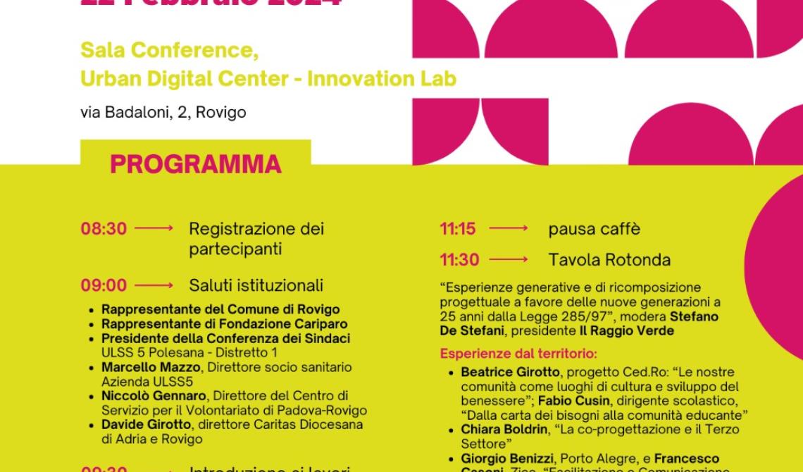  "I servizi sociali. Un percorso generativo per il benessere delle nostre comunit&agrave;",